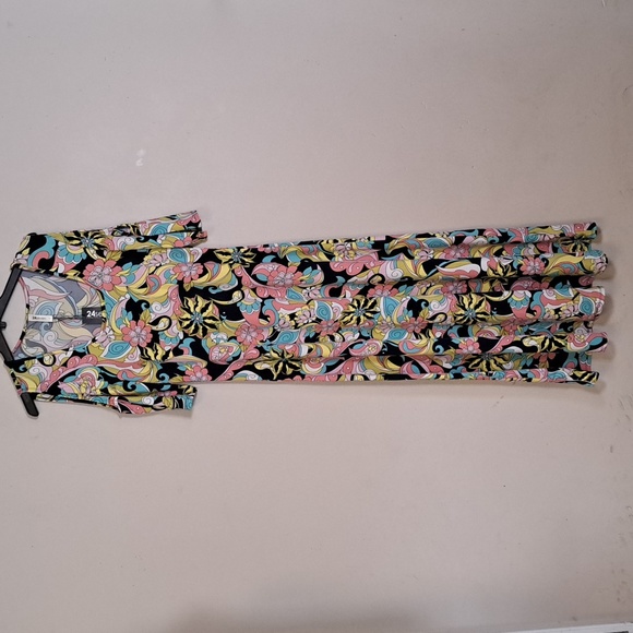 24seven Floral Cold Shoulder Flowy Casual Maxi Dress Large - Picture 5 of 10